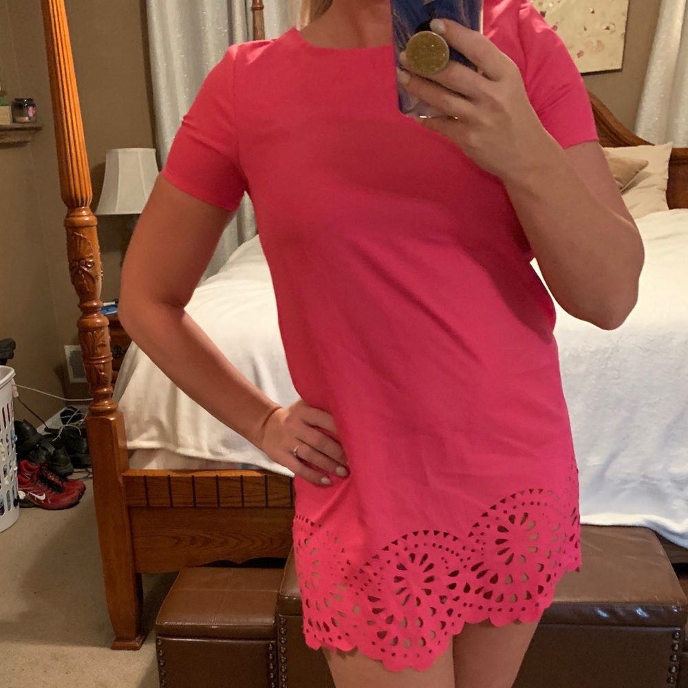 Hot Pink Laser Cut Mini Dress